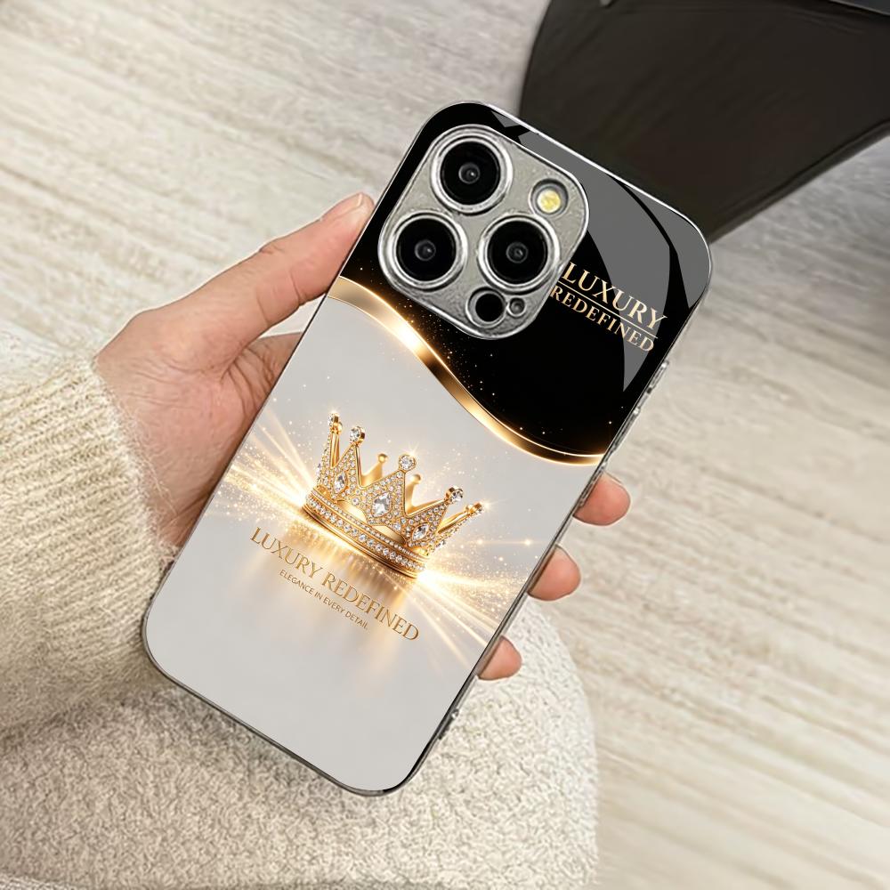 Simplicity Luxury-Style Crown phone case for funda iphone for iphone 17 pro max cover glass for iPhone 17 16 15 14 13pm Pro Plus