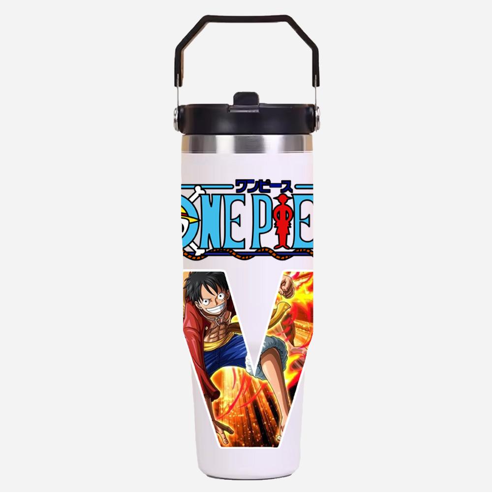 30oz Anime A-Z English Letter Printed Simple Solid Color Stainless Steel Thermos Water Cup Thermal Insulation Cold Ice Cup