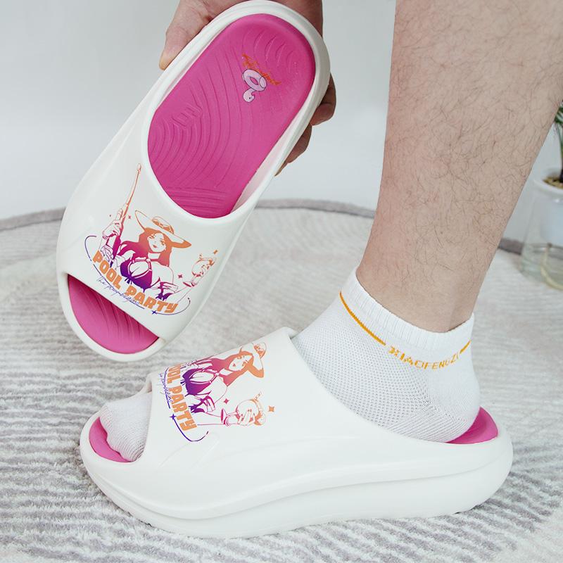 LOL X Li Ning Sports Life Collection Slip Resistant Odor Resistant Abrasion Resistant Slide Slippers Unisex Ecru AGAU027-1