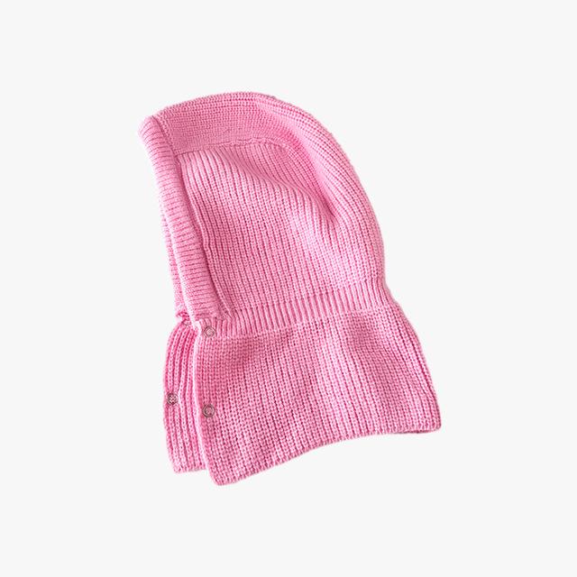 Balaclava Korean Fashion Autumn and Winter Red Knitted Hat Fashionable Warm Head Hat Wool Hat Neck Protection