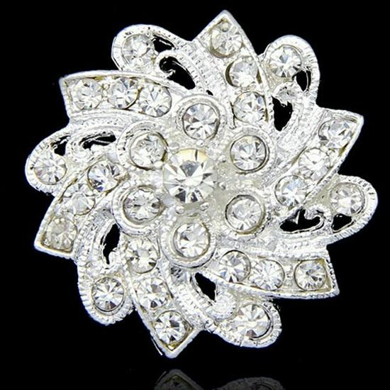 Stylish Rhodium-Plated Floral Brooch Accessory Zhenyao Accessories