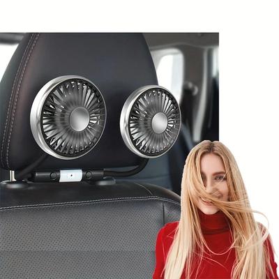 Sommer Auto Kühlventilator 3-stufig Doppelkopf Auto Clip Ventilator mit LED-Licht 360 Grad Drehung Nackenkühler Ventilator Auto Zubehör