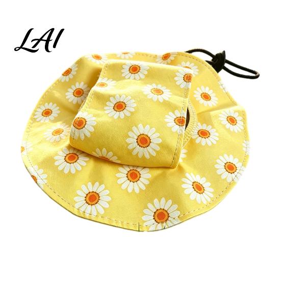 Cat Hat for Outdoor Activities Beach Hat Summer Cap with Ear Holes Adjustable Pet Breathable Sun Protection Cats Small Dogs Hiking
