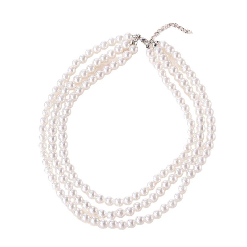 Imitation pearl necklace accessories fashionable retro multi-layer stacking wearing light luxury women's neck chain