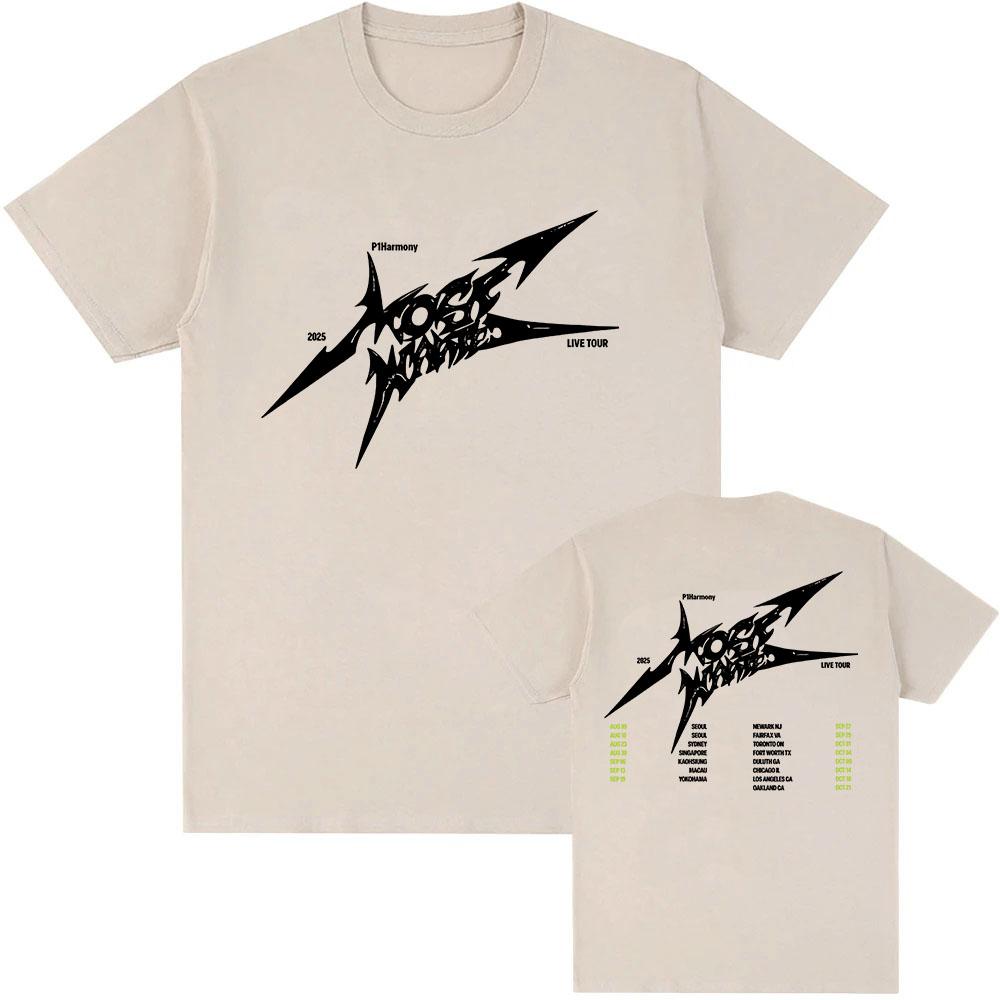 

P1Harmony Live Tour 2025 Футболки Бавовняна Вільна Чоловіча Футболка Повсякденна Мода Унісекс Вуличний Одяг Хіп-Хоп Корейський Стиль Чоловіча Футболка Футболка S