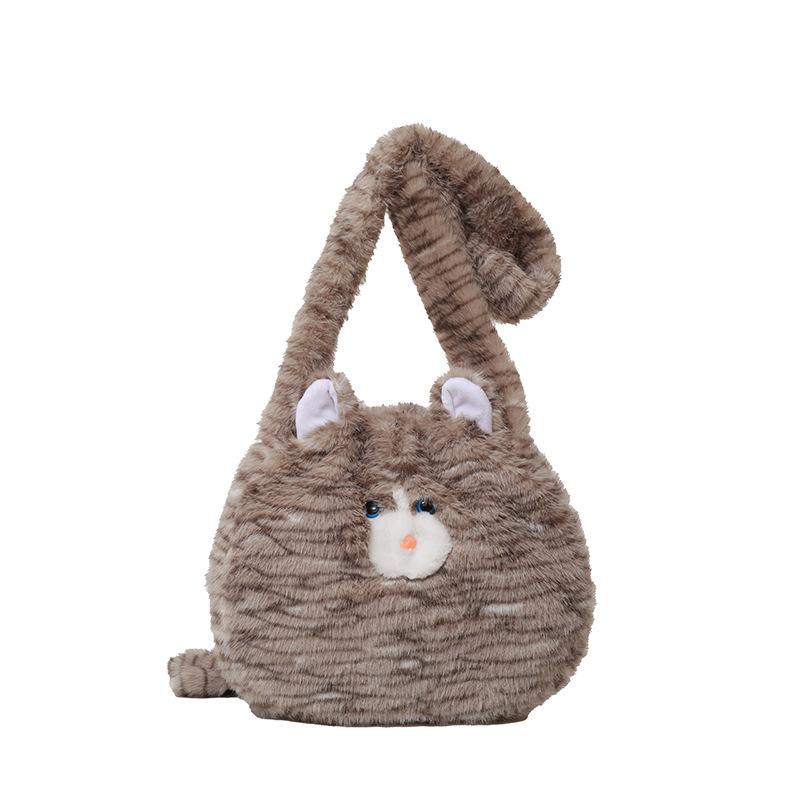 

Cute plush cat messenger bag 2025 new female ins wind girl soft cute furry large capacity shoulder bag серый
