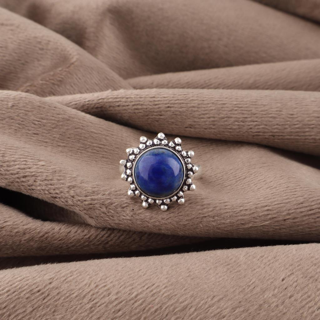 Lapis Lazuli Gemstone Jewelry, 925 Sterling Silver Ring, Handmade Adjustable Ring For Her, Balancing Gemstone Jewelry For Gift
