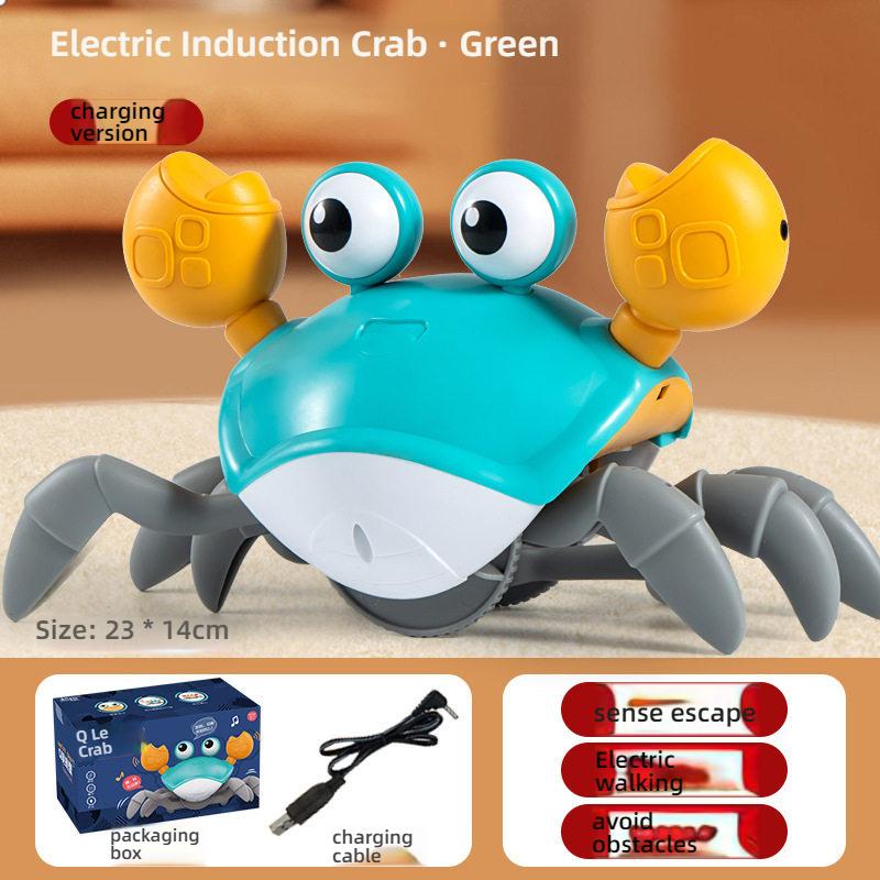 Crawling Crab Toy for Baby Rechargeable Crab Run Away with Music Led Light Up Toddler Gift Electric Induction Escape Toys