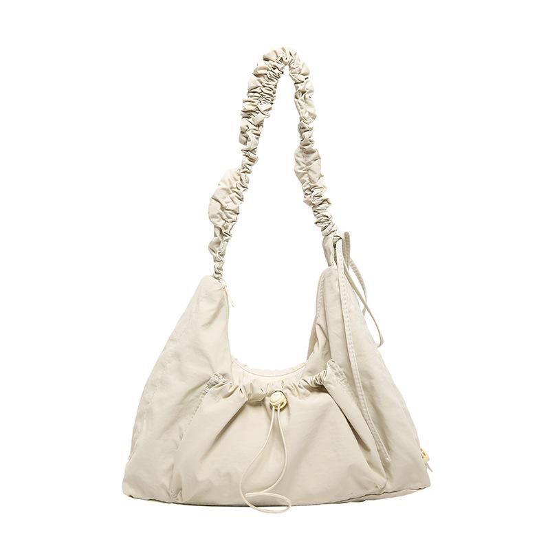 Folded canvas bag, female tote bag, large capacity summer messenger 2025 new casual college student class bag