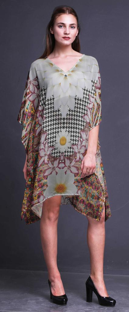 Phagun Short Caftan Midi Dress Beach Swimwear Cover up Womens Kaftan