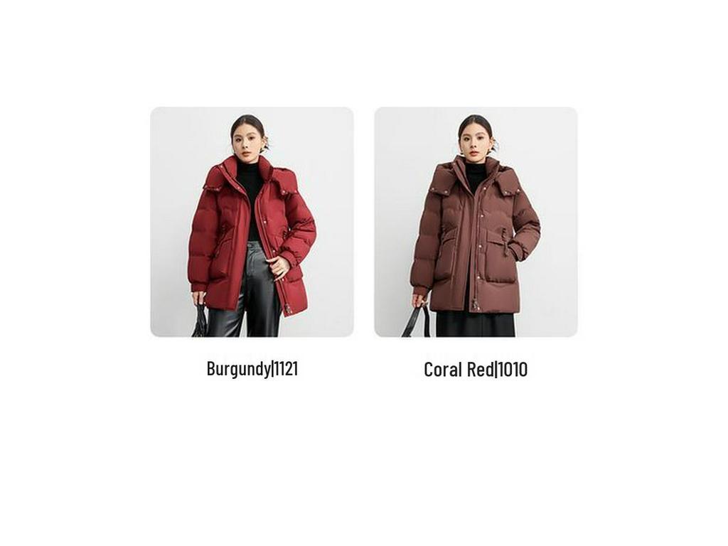 Women's Black Down Jacket: Mid-Age Style with Removable Hood and Large Pockets, Thickened for Extra Warmth