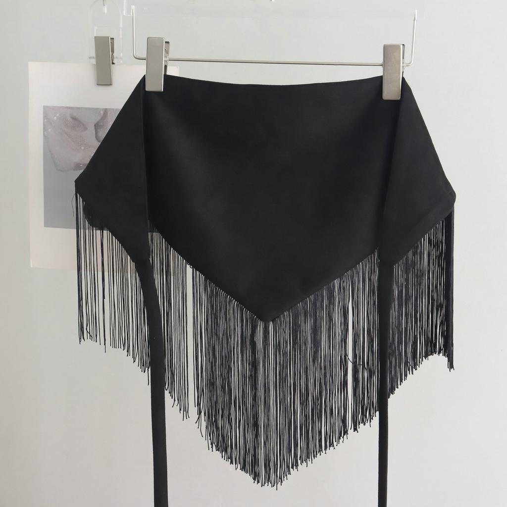 Millennium Hot Girl Style Leopard Print Tassel Fart Curtain Female American Retro Wide Belt with Skirt Jeans Waist Seal Scarf