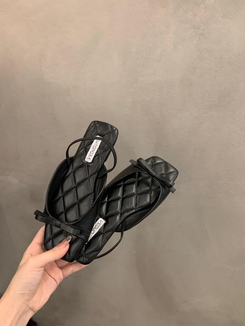 

Нишевые французские черные босоножки с открытым носком, женская обувь 2024, новые летние с бантом, на мягкой подошве, пляжные, римские 40 чёрный