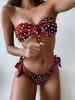 Women’s Fashion Polka Dot Tankini Bahting Suit Sexy Bandeau Bikini Swimwear Set, Two-Piece Tie-Side Swimsuit