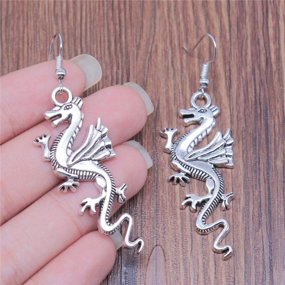 50 Styles Animal Pendant Dangle Earrings Drop Earrings Antique Silver Color Plated Unicorn Horse Elephant Snake Tiger Earrings