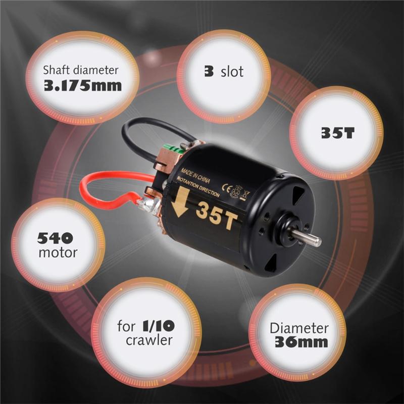 540 Brushed Motor RC Electric Motor 35T Brushed High Torque & Brand New RC Accessories for 1:10 RC Toy Off-road Crawler