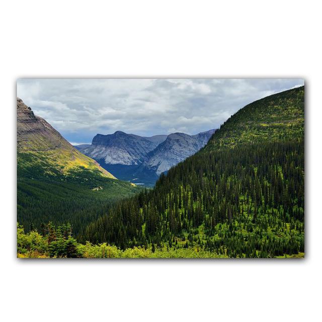Pittura su Tela Montagna Verde Paesaggio Scenari Naturali Foresta Raggi di Sole Poster Stampa Arte da Parete Immagine Soggiorno Decorazione Casa