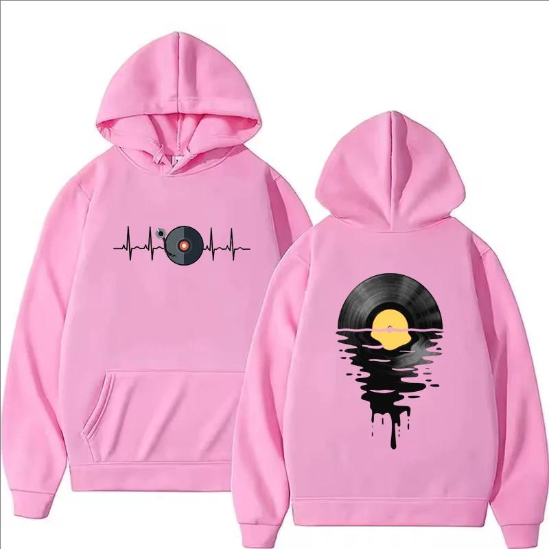 Vinyl Record Printed Hoodie Autumn Winter Men Women Casual Classical Fashion Loose O-Neck Long Sleeve Tops Sweatshirts