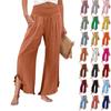 Kadın Palazzo Pantolon Yaz Rahat Bol Paça Pantolon Plaj Seyahat Tatil Kıyafetleri