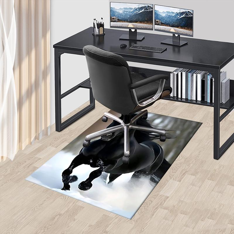 Black Horse Chair Mat: Office Carpet for Home Decor, Sofa Rug, Gift for Any Room Perfect for Bedrooms and Living Rooms