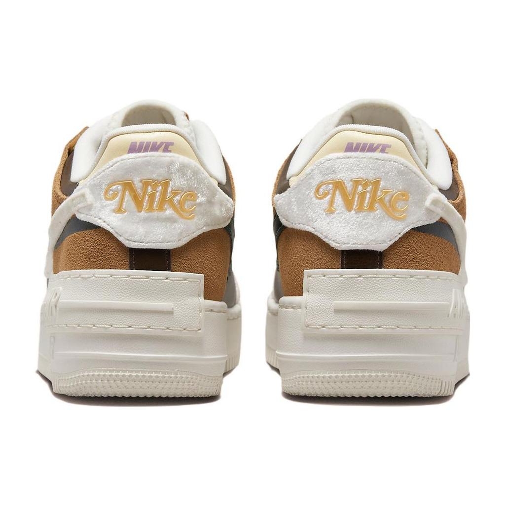 Nike Air Force 1 Shadow Bling Women Sneakers Cream Sail Dark-Driftwood FB1857-111