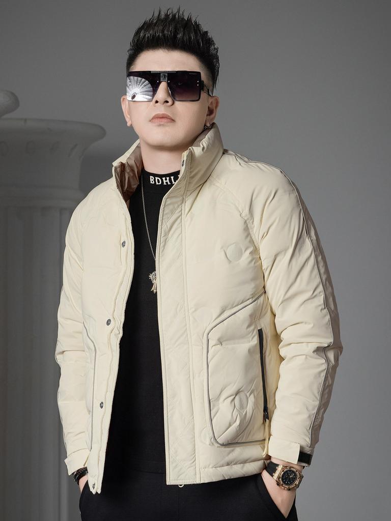 European High-End Stand-Collar down Jacket for Men, 2025 New Model, White Duck down Coat, Winter Fashion, Warm and Cold-Resistant Clothing