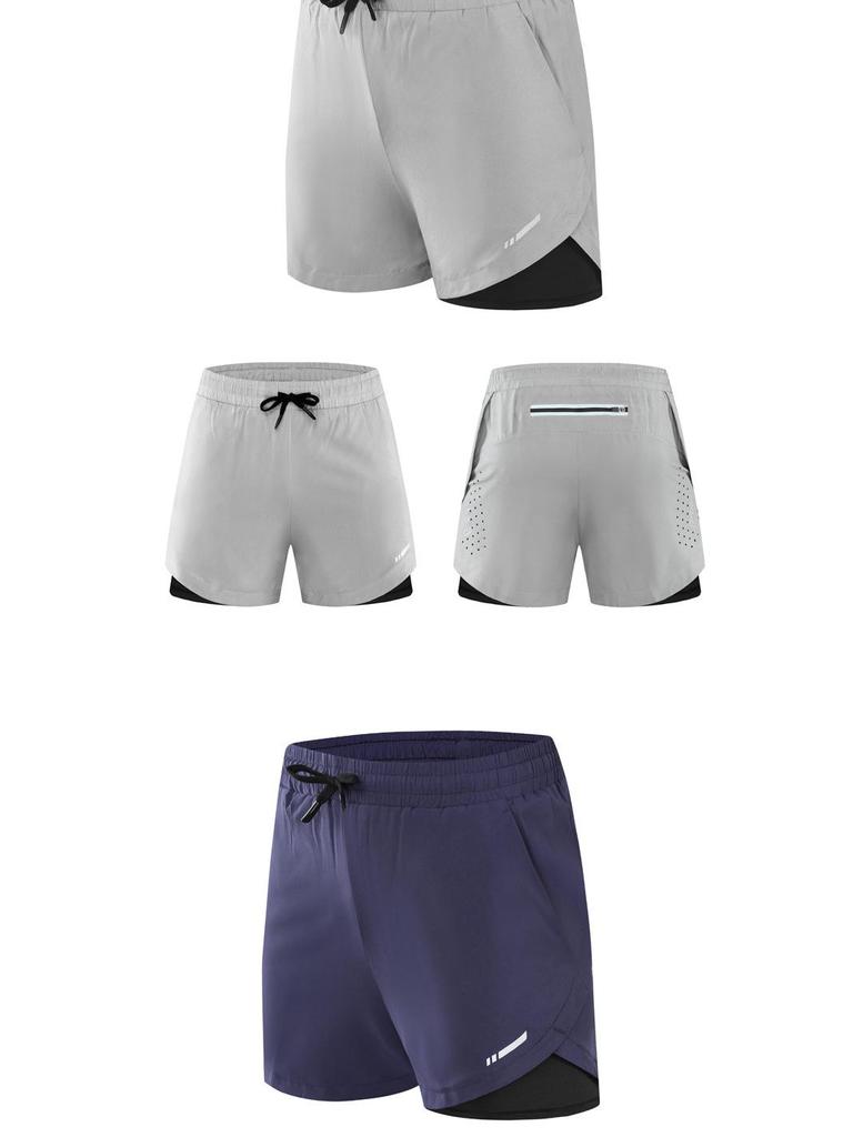 Herren Sommer Doppellagige Schnelltrocknende Lauf- & Basketballshorts