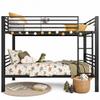 Metal Bunk Bed 90x200 Cm, Load Capacity Up To 350kg (150/200kg), Convertible To 2 Single Beds, Noise-free, Slatted Frame, Ladder Left/right, Black