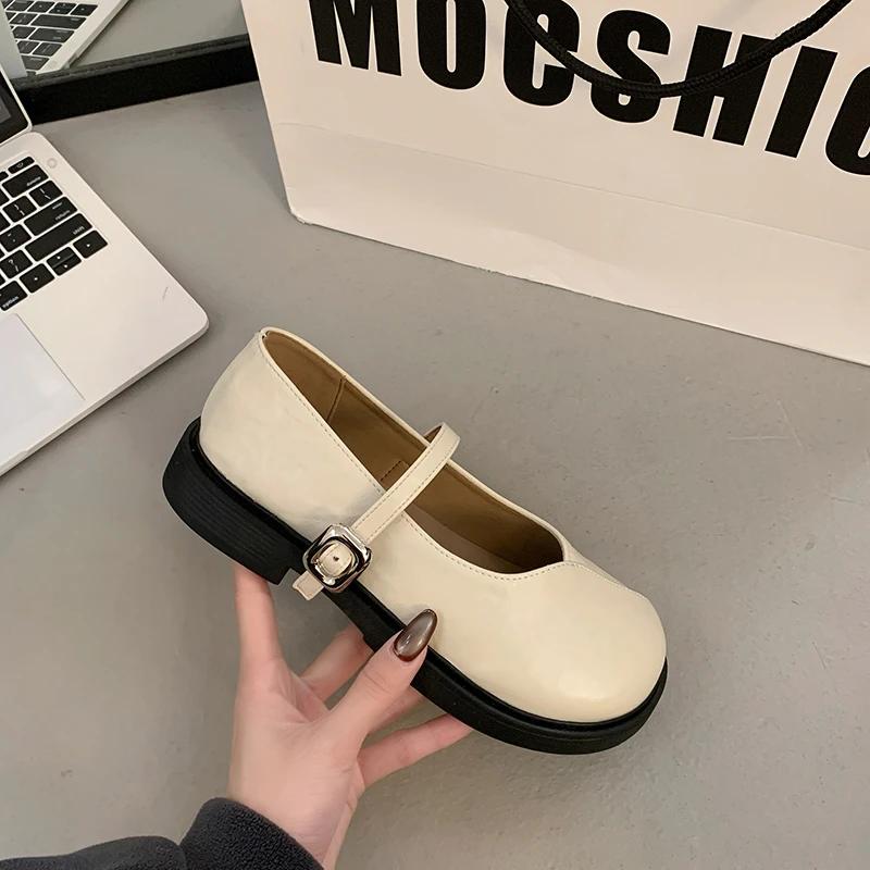 Fashion Womens Loafers Shoes Clogs Platform Round Toe Casual Female Sneakers Flats Oxfords British Style Autumn Shallow Mouth Slip-on Cr