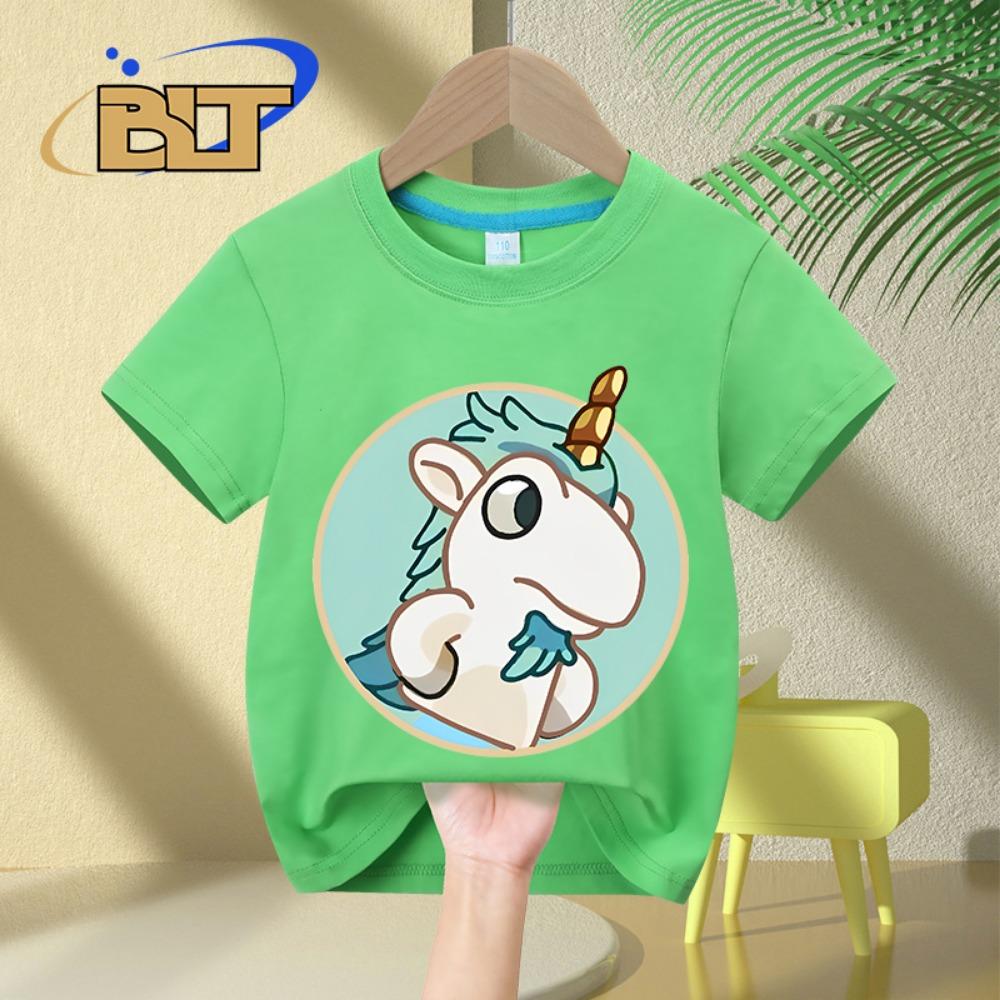 

Cute unicorse hole cartoon print kids T-shirt summer children s cotton short sleeve casual tops for boys and girls 110