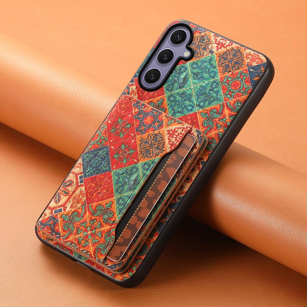 For Samsung Galaxy S25+ Case Flower Print Leather + PC + TPU Cover with Card Holder Kickstand