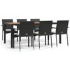 VidaXL Ensemble à dîner de jardin et coussins 7pcs Noir Résine tressée 3184991