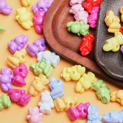 500g/Saco cerca de 300 peças DIY Crianças Fabricação de Joias Pingente Cor Sólida Contas Acrílicas Coelho Desenho Animado Contas Soltas Acessórios de Joias de Cabelo Feitos à Mão