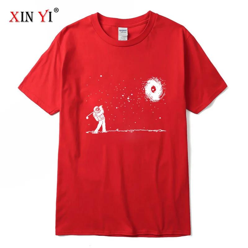 Summer Men's High Quality 100% Cotton Funny Astronaut Print T Shirt Loose O-neck Men Tshirt Short Sleeve T-shirt Male Tee Tops