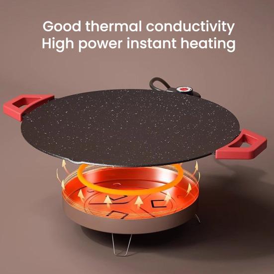 Elektrický gril Nepřilnavá kulatá deska Bez kouře Vnitřní elektrický gril Rychle se zahřívající Stolní gril pro BBQ Steaky Palačinky Hamburgery