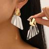 European and American Trendy Retro Contrasting Colors Kusa Stud Earrings Electroplating Fashionable Geometric Earrings Temperament Fashionable 