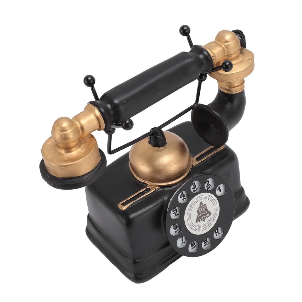 Retro Telephone Ornament Vintage Button Corded Phone Decoration Lifelike Exquisite Old Phone Model