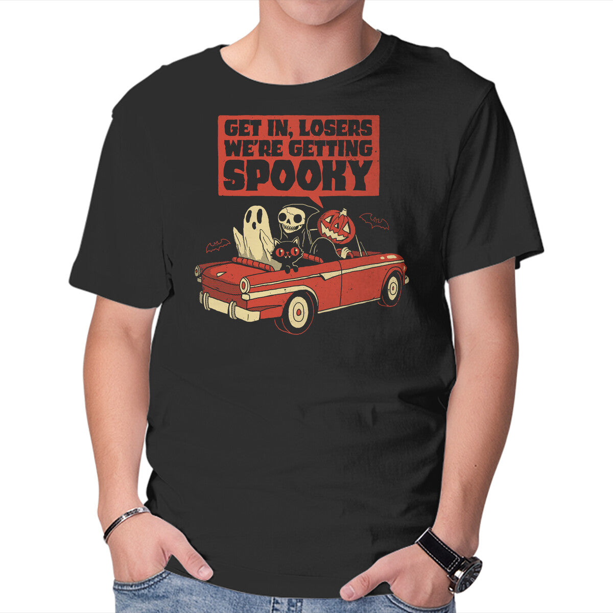 Unisex Crew Neck T-Shirt Getting Spooky Graphic Short Sleeve Casual Tee XL
