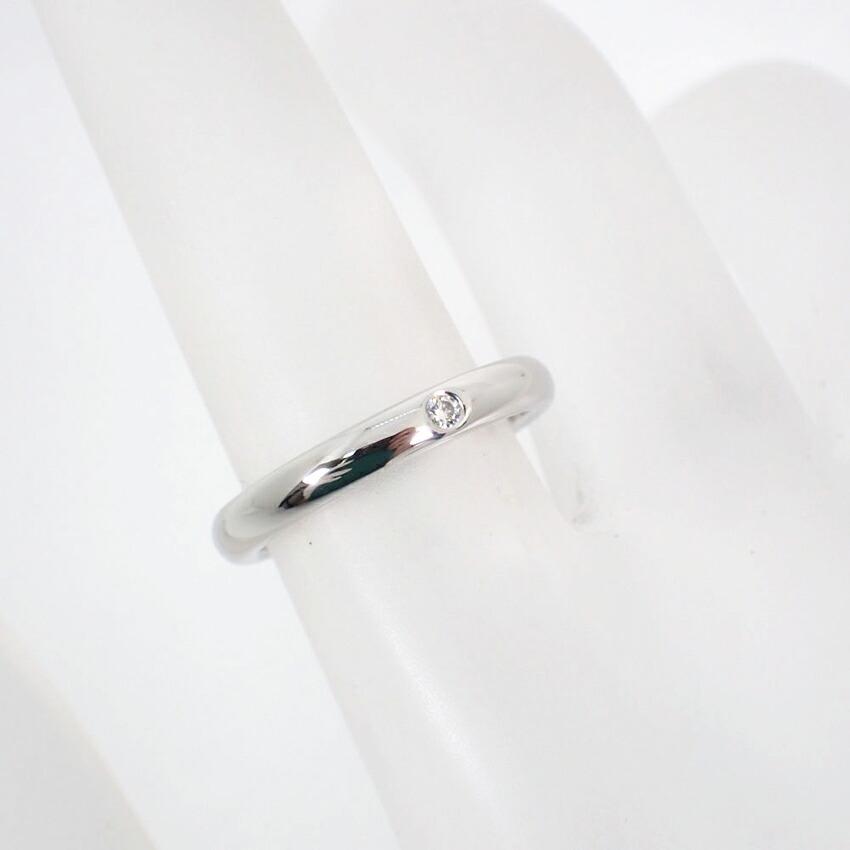 [Pre-owned] TIFFANY Pt950 Diamond Stacking Band Ring, Size 8, J44-7