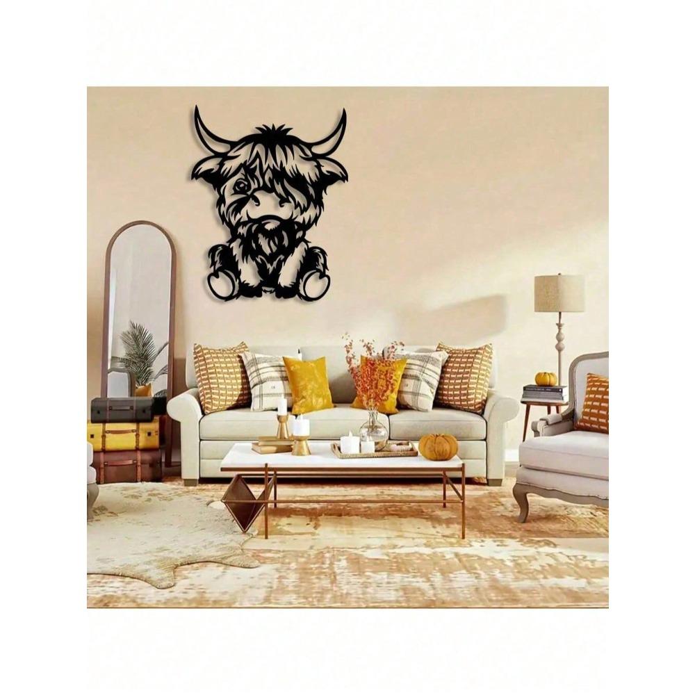 Metal Wall Art Highland Cow Sculpture Rustic Home Decor Gift for Farmhouse Office Living Room Birthday