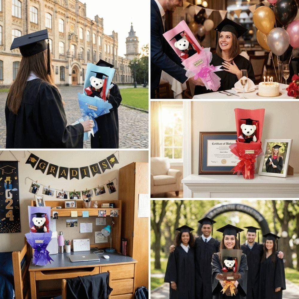 Simulated Graduation Bear Bouquet Lovely Stuffed Simulated Bear Plush Toy Bouquet  Birthday