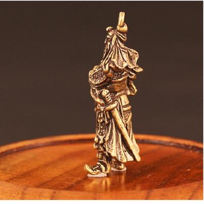 Retro chinesische Kupfer Gott des Reichtums Guan Gong Figur Statue Ornament Schreibtisch Dekor