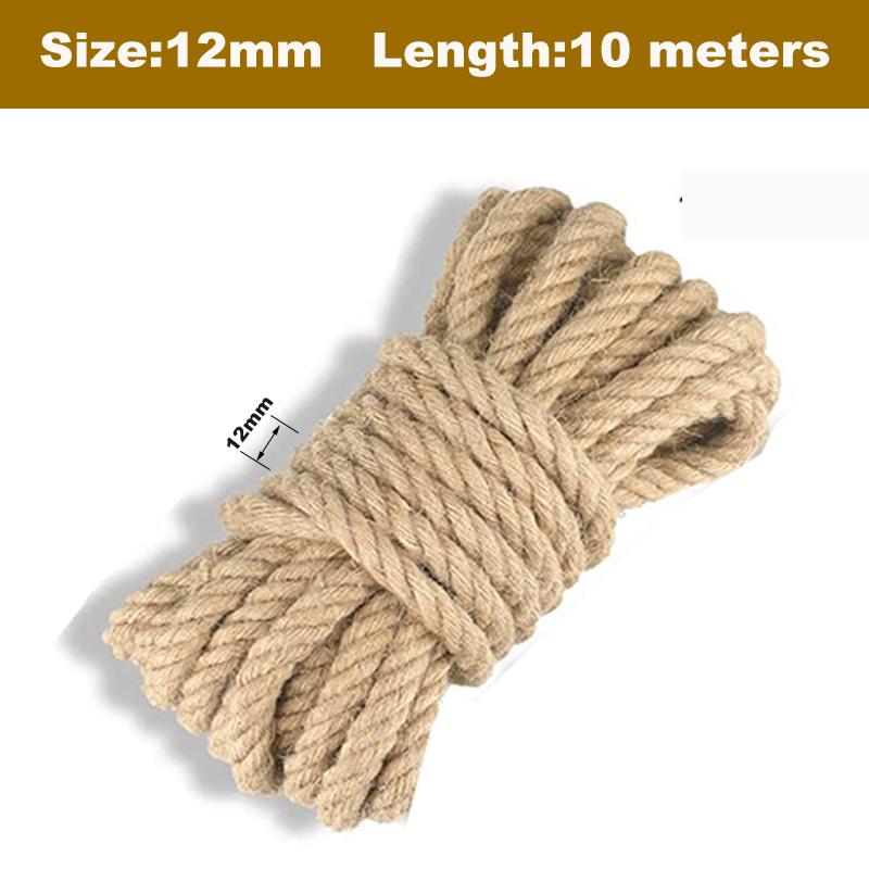 10M Natural Vintage Jute Rope String 10/12/14mm Hemp Twisted Cord Macrame String Pet Scratching Handmade DIY Craft Decoration
