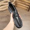 Summer Men's Lazy Shoes Casual Leather Shoes Fashionable and Simple Flat Heel Loafers Layered Cowhide Soft Soled Business Casual Shoes