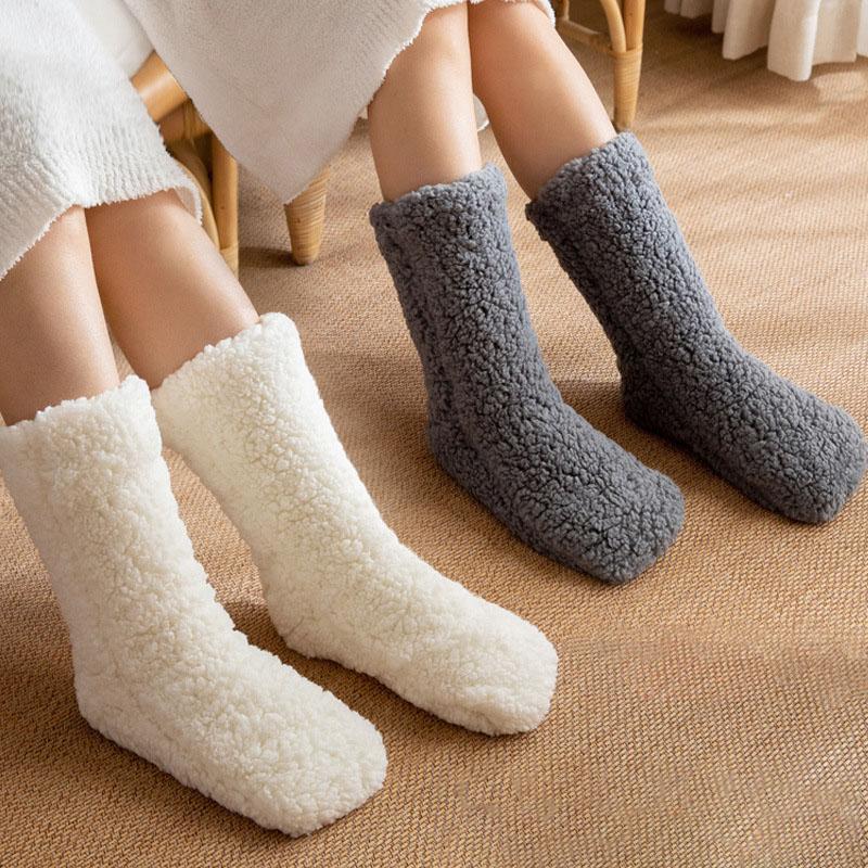 Thickened Thermal Socks Women Winter Warm Home Soft Thickened Plus Velvet Sleeping Anti Slip Floor Slipper Sock Halloween Gift
