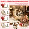 Mother's Day Heart-Shaped Moon Ornament, Wooden Decor For Home And Table Decoration