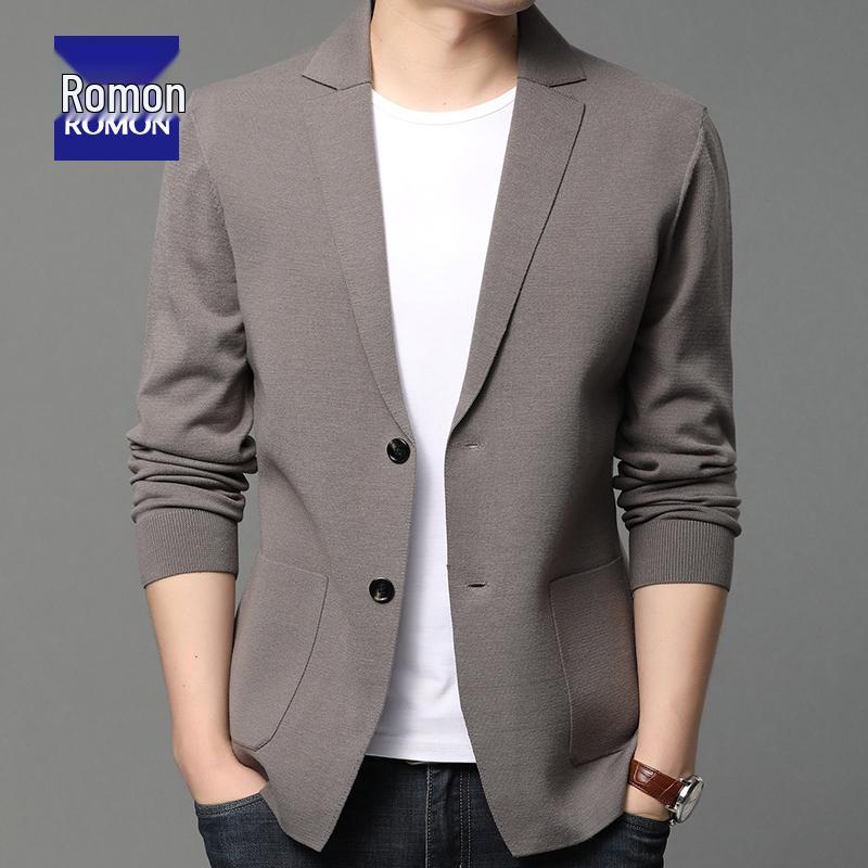 Men's Romon Knit Cardigan Coat, Trendy Spring & Autumn 2025 Outerwear Sweater Suit
