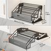 Kitchen Cabinet Seasoning Shelf, 3 Level Carbon Steel Storage Design with Guard Rails for Bottle Sorting and Access