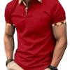 Men's Korean-Style Fashion Slim-Fit T-Shirt  Button-Printed Lapel Short-Sleeve Polo Shirt