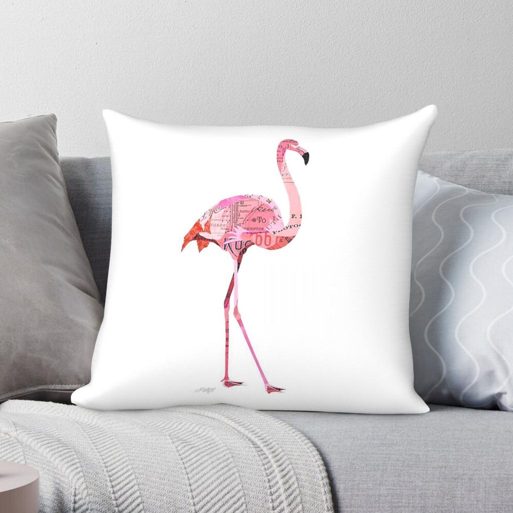 Flamingo Collage Pillowcase Polyester Linen Velvet Creative Zip Decor Home Cushion Cover